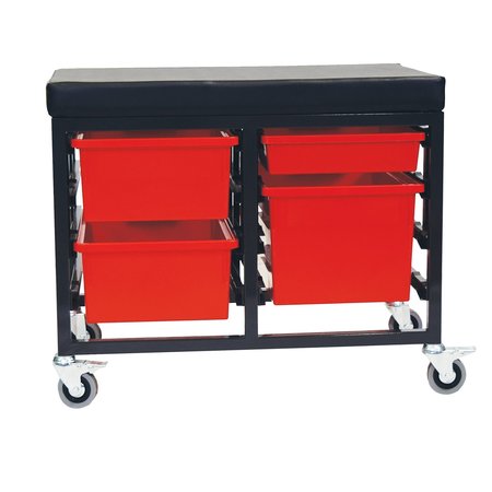 Storwerks StorBenchSeat w/Cushioned Seat and 4 Storsystem Trays and Bins-Red CE2109DGGC-1S2D1TPR